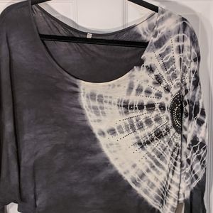 tie-dye off the shoulder shirt